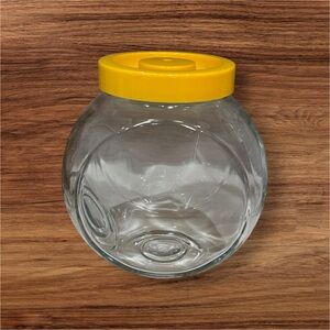 Vintage Bormioli Rocco Glass Jar with Yellow Lid